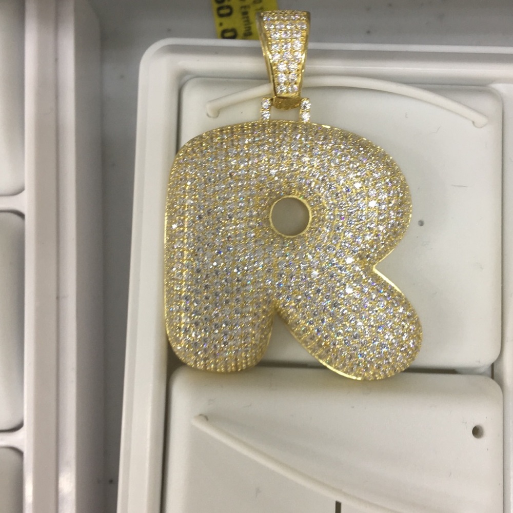 925 Sterling Silver Bubble Letter R with Chain